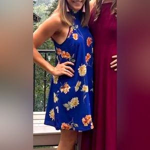 Lulu’s Royal Blue Floral Print Swing Dress